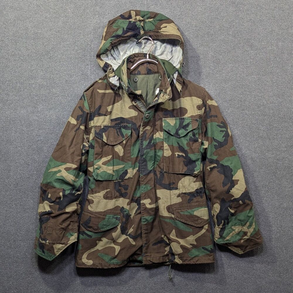 US Army Cold Weather Field Coat Small Woodland Camo Lined BDU Winter Jacket